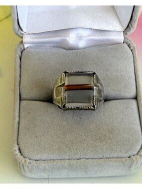 Vintage 60s Wheeler Mfg Sterling Banded Agate Ring Size 5 3.4